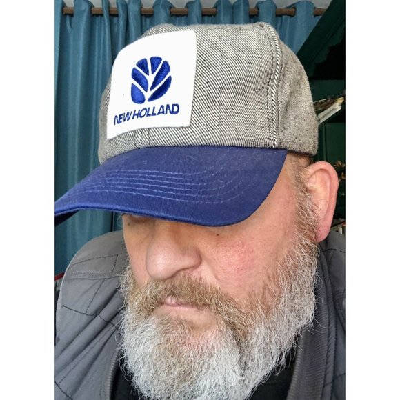 rare vintage K Products New Holland Patch SnapBack Trucker Hat Farming USA Made - Picture 1 of 4